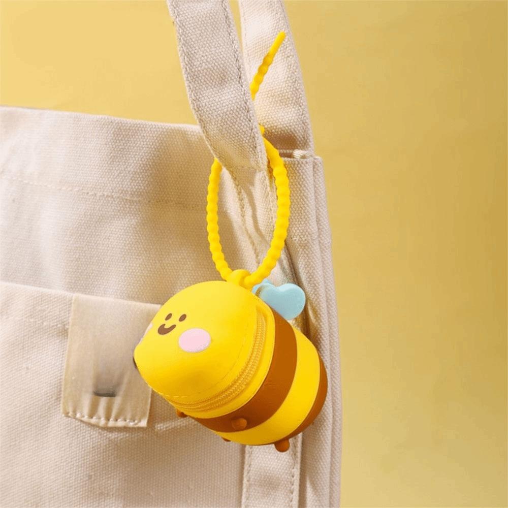 Waterproof Silicone Bee Keychain Cute 3D Mini Storage Bag Durable Cartoon Coin Purse  Boys Girls