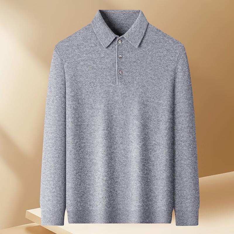 FAPAI Men's Solid Polo Neck Cashmere Sweater