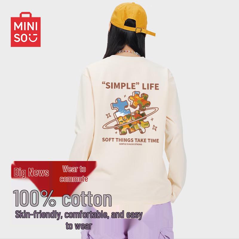 MINISO Men s American Retro Graphic Long Sleeve T-Shirt L