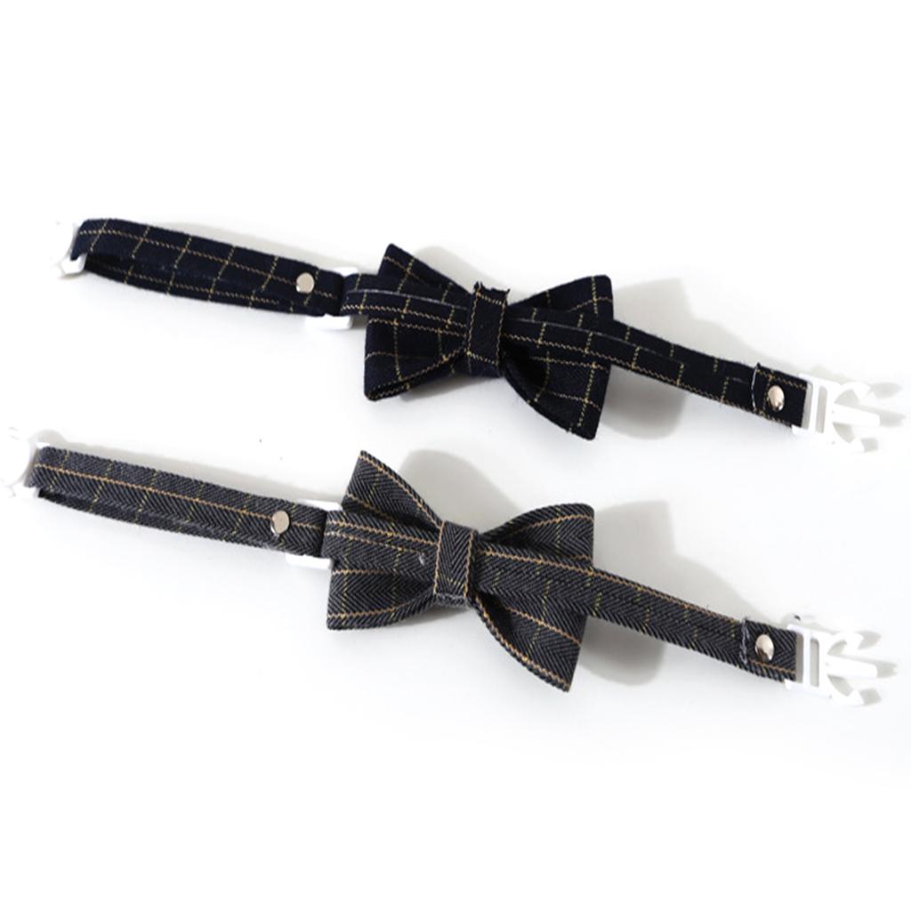 Christmas Pet Collar for Cats Dogs Plaid Bowtie Festival Party Pet Necktie Costume Accessories Breakaway Cat Collar 2PCS