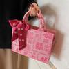 New wedding red fashion portable tote bag women's large-capacity niche design Baixi character canvas wedding bag