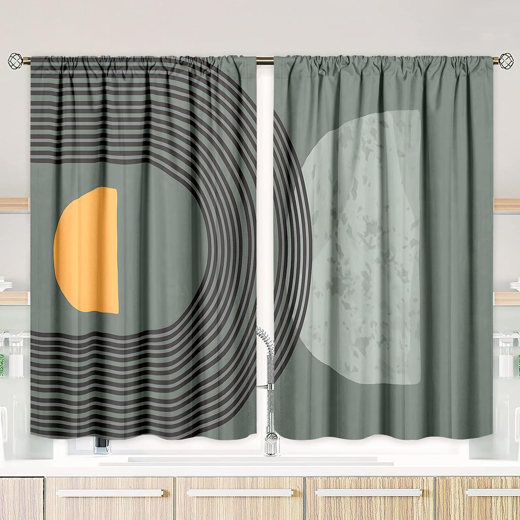 2 Pieces - Custom - Printed Curtain - Polyester Material - for Bedroom Living Room Study Anti-privacy Curtain