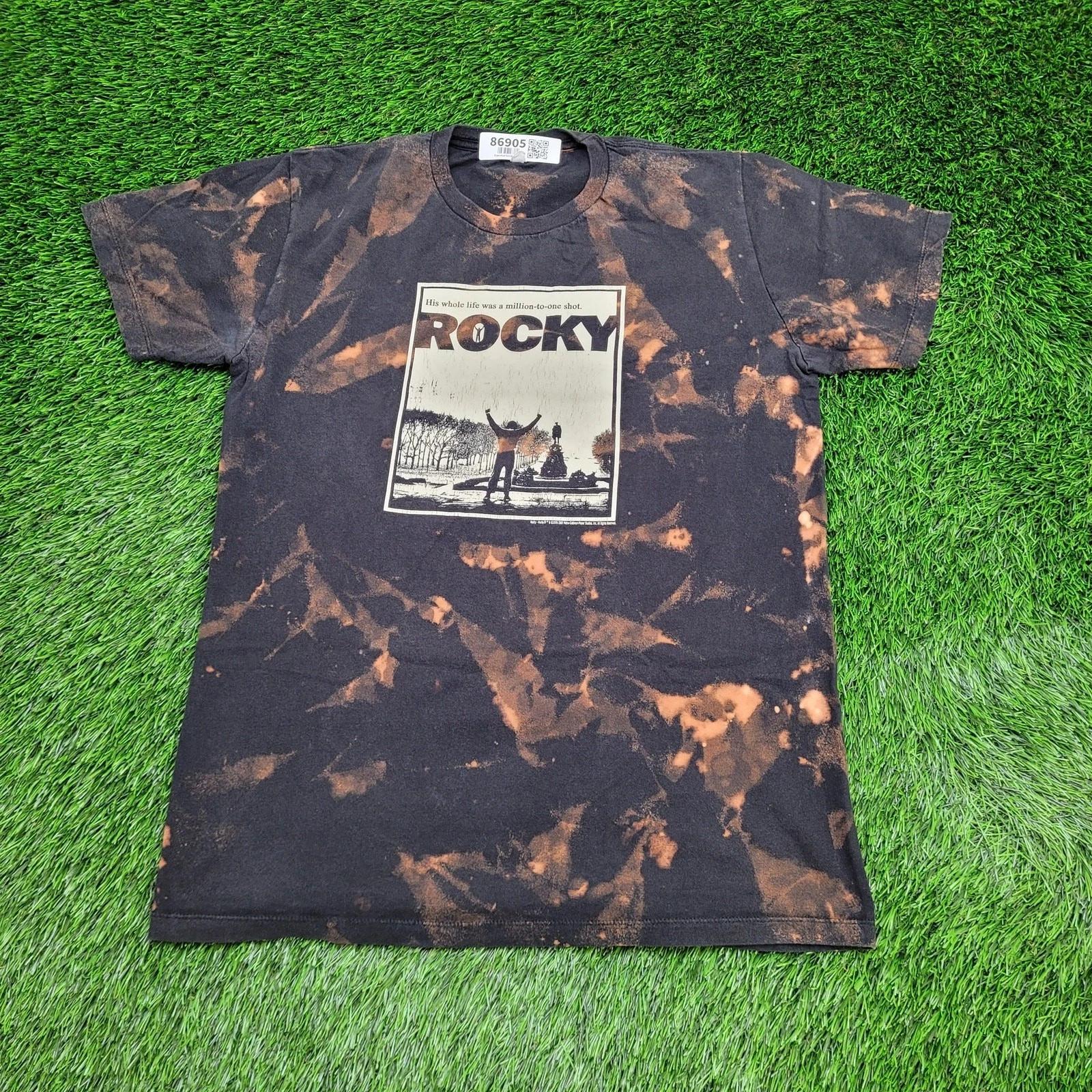 

Rocky Balboa Shirt Large 21x27 Black Bleached Boxing S
