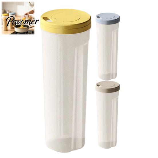Moisture Proof Food Jar Airtight Spaghetti Storage Container, Clear PP Rotate Open Noodle Organizer, Kitchen Pantry Preservation Bin for Dry