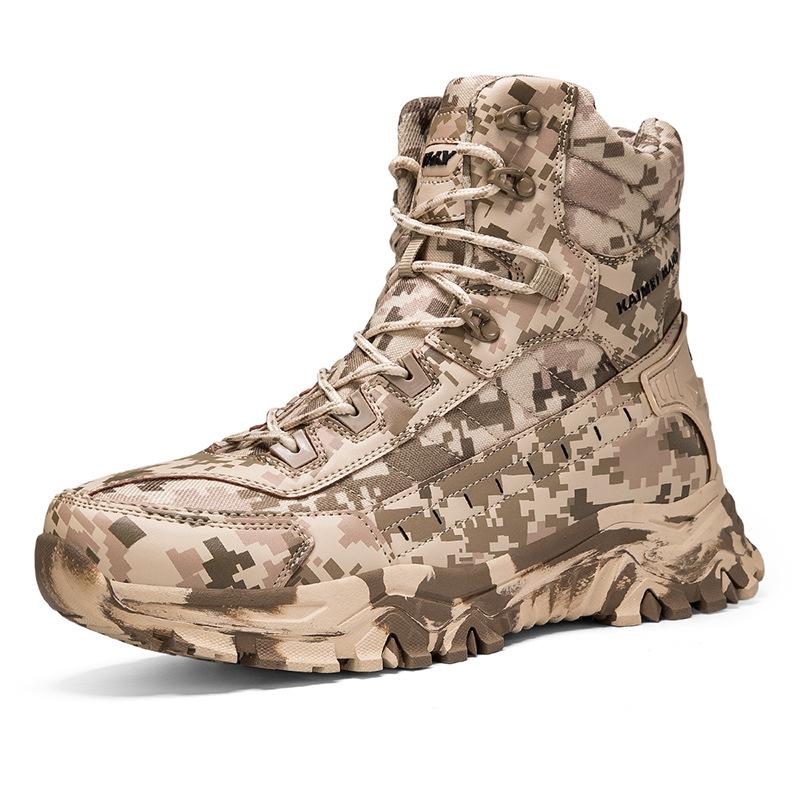 Large size combat boots men's camouflage boots high-top outdoor wear-resistant mountaineering boots men's hiking training boots men