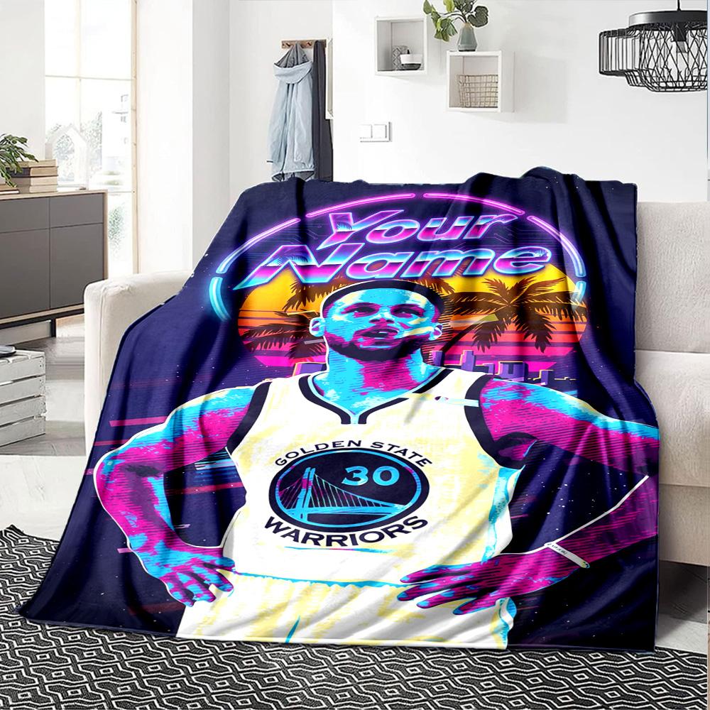 Golden State Curry Game Day Customize Your Name Blanket Lightweight Customizable Blanket Soft & Cozy for Couch Living Room Sofa Bed All-Season Use