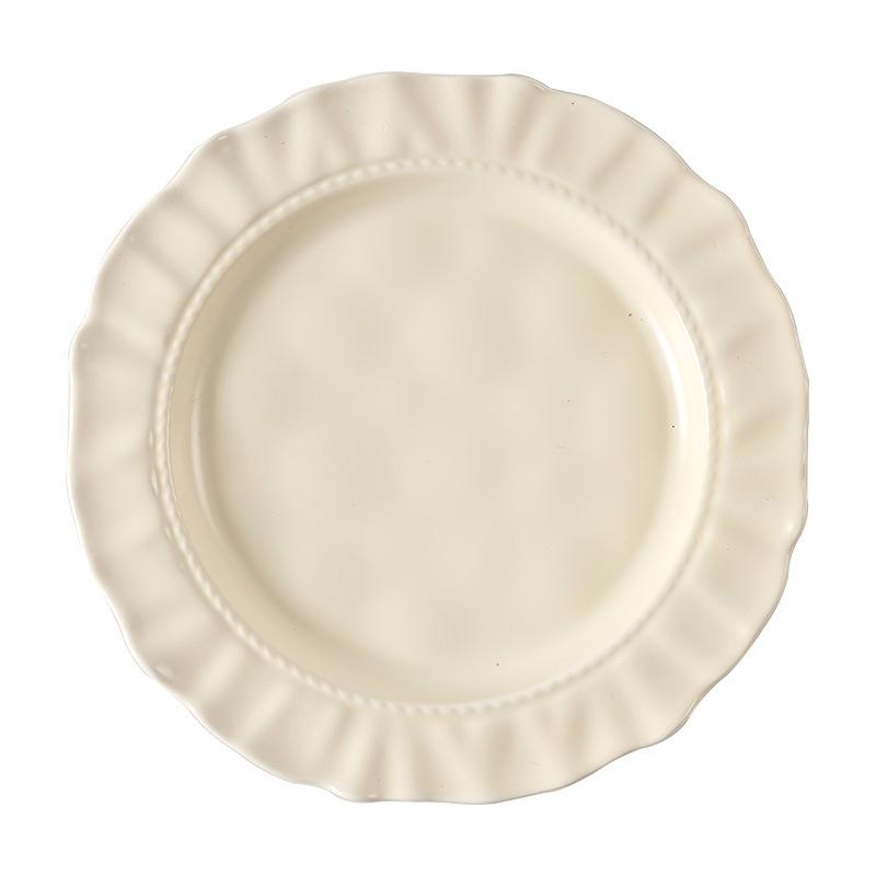 Comic Series Cream Wind Set Dinner Plate Rice Bowl Lace French Ceramic Tableware Western Plate Household Dish Plate Dish