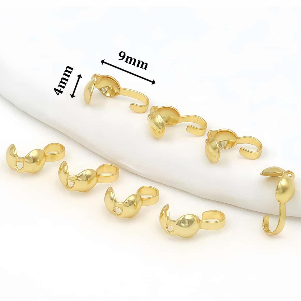 10PCS Brass Crimp End Beads 18K Gold Plated Tip Ball Chain Connector Clasp for DIY Necklace Bracelet Jewelry Making Accessories