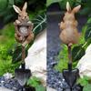 Bunny Statue Whimsical Garden Decor for Outside, Resin Bunny Rabbit Figurine On Shovel, Outdoor Lawn Decoration Garden Bunnies Figurine for Patio