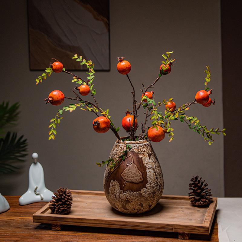 Vaso in Ceramica Wabi-Sabi a Forma di Capsula di Loto per Fiori Secchi - Decorazione Zen per Tavola da Pranzo