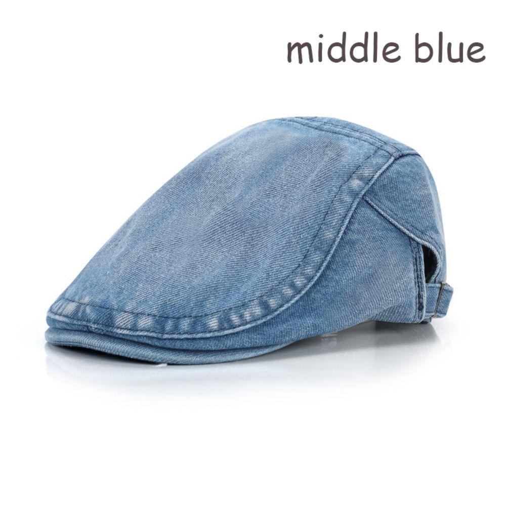 Adjustable Newsboy Hat Baker Peaked Leisure Visor Cap Casual Denim Beret Hat Women Girl