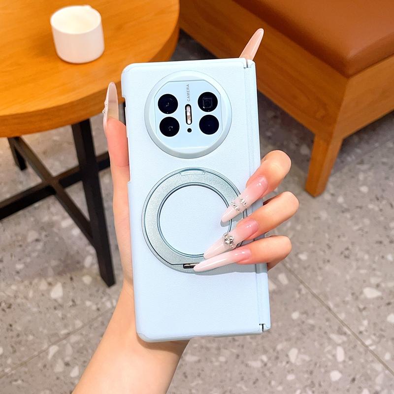 For Huawei Mate X3 X5 5G Case Skin-Friendly Luxury Matte Leather Magnetic 360 Rotating Holder Shockproof Back Cover Accessories
