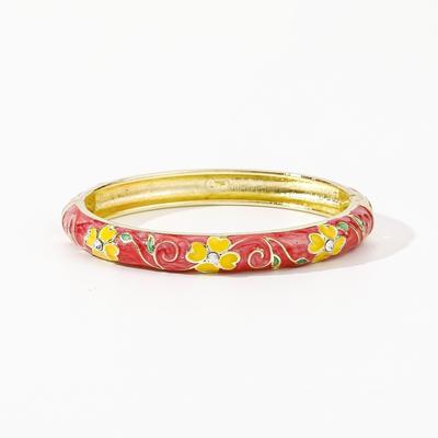 Enamel Vintage Cloisonne Bangle Cherry Blossom Chinese Chinese Flower Bangle Vintage Classic Women's Hand Bracelet Ladies