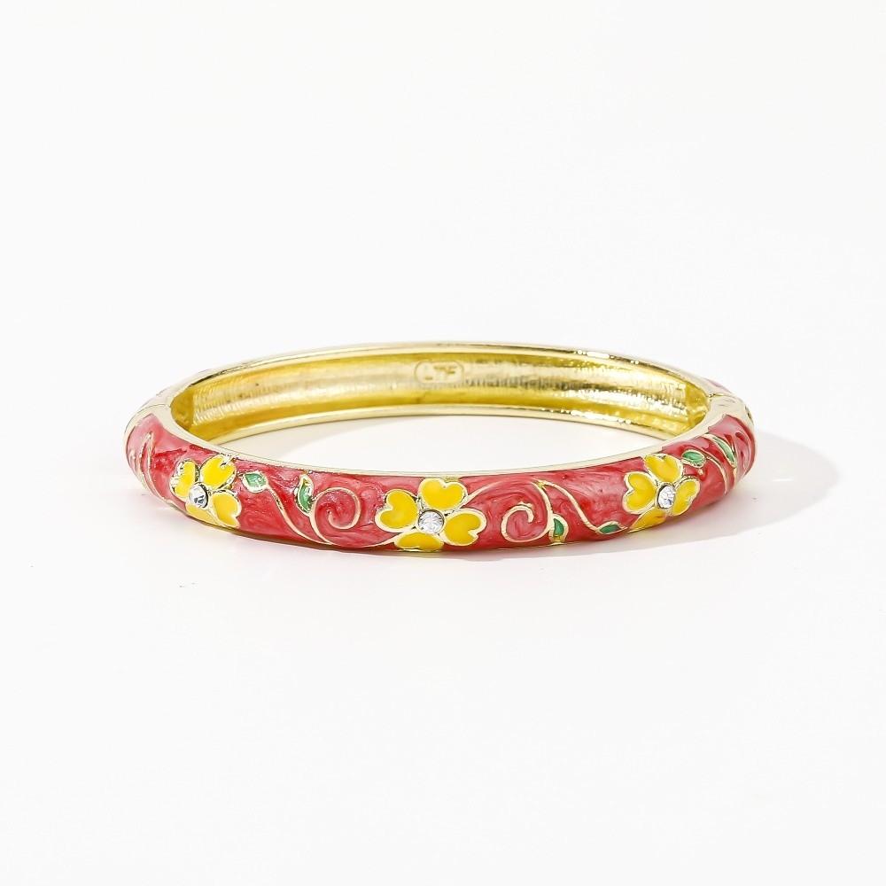 Enamel Vintage Cloisonne Bangle Cherry Blossom Chinese Chinese Flower Bangle Classic Traditional Women s Hand Bracelet