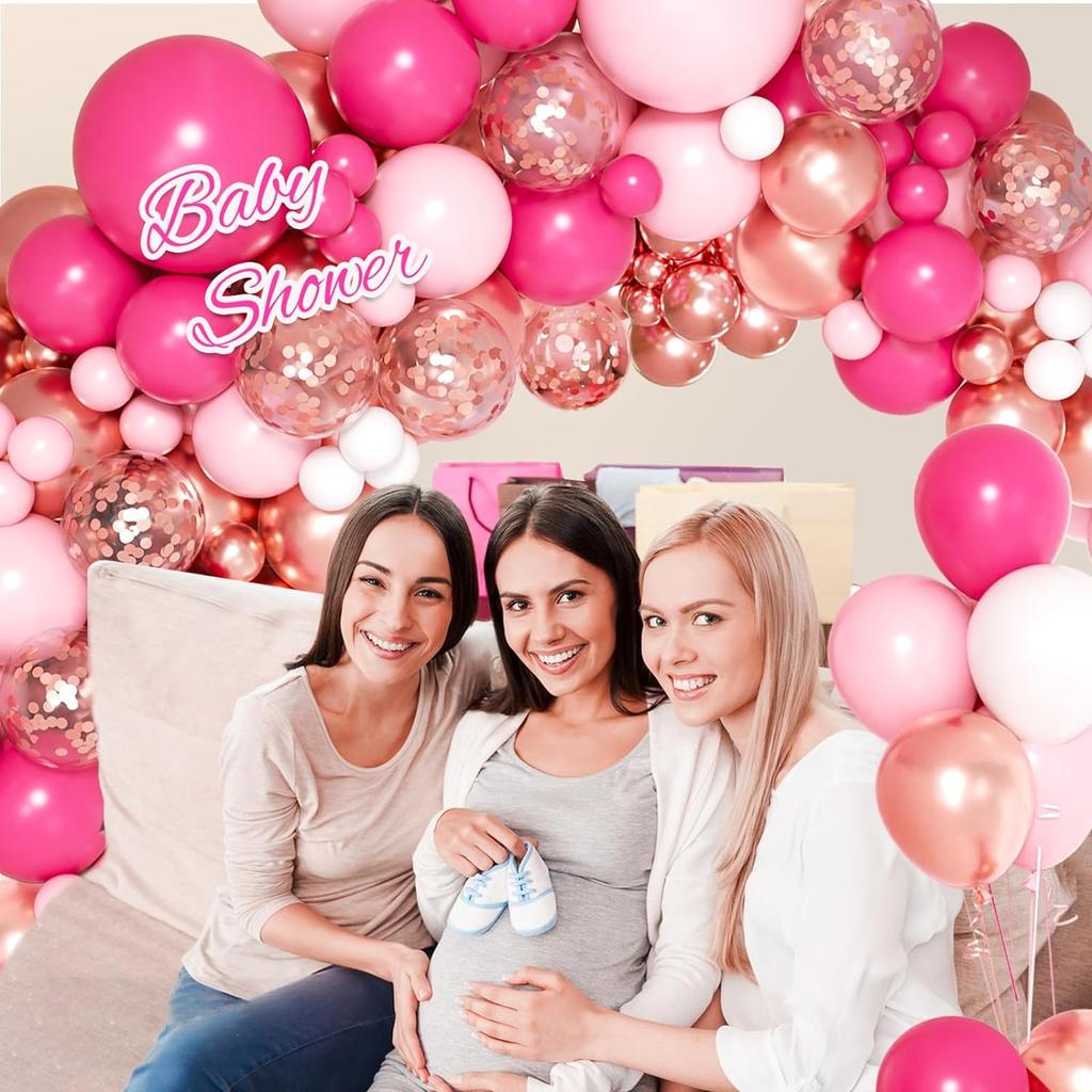 132Pcs Pink Rose Gold Latex Balloon Set Suitable for Birthday Parties, Weddings, Valentine's Day Party Decoration