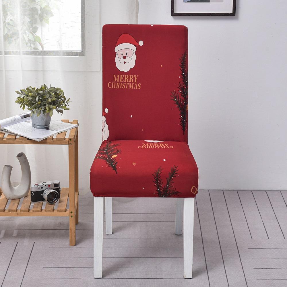 

Elastic Chair Covers with Christmas Digital Print European Style Seat Pads for Dining Room Hotel Decor Pack of 1