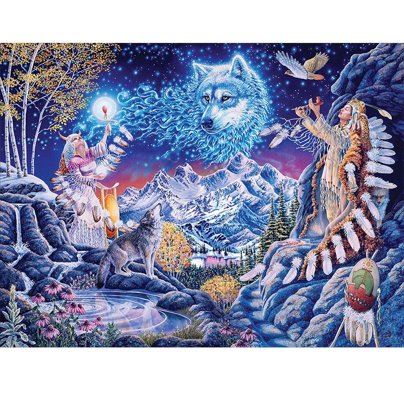 

5D Бриллиантовая роспись Вышивка крестом Волк Звезда Полная картина Полная алмазная вышивка Бриллиант мозаика Искусство Бусины Домашний декор