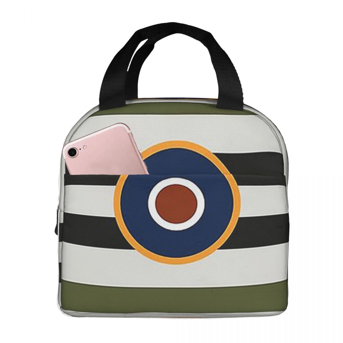 D-Day Stripes With RAF Roundel Insulated Lunch Bag for Women Children Leakproof Food Boxes Thermal Lunch Box Tote One Size