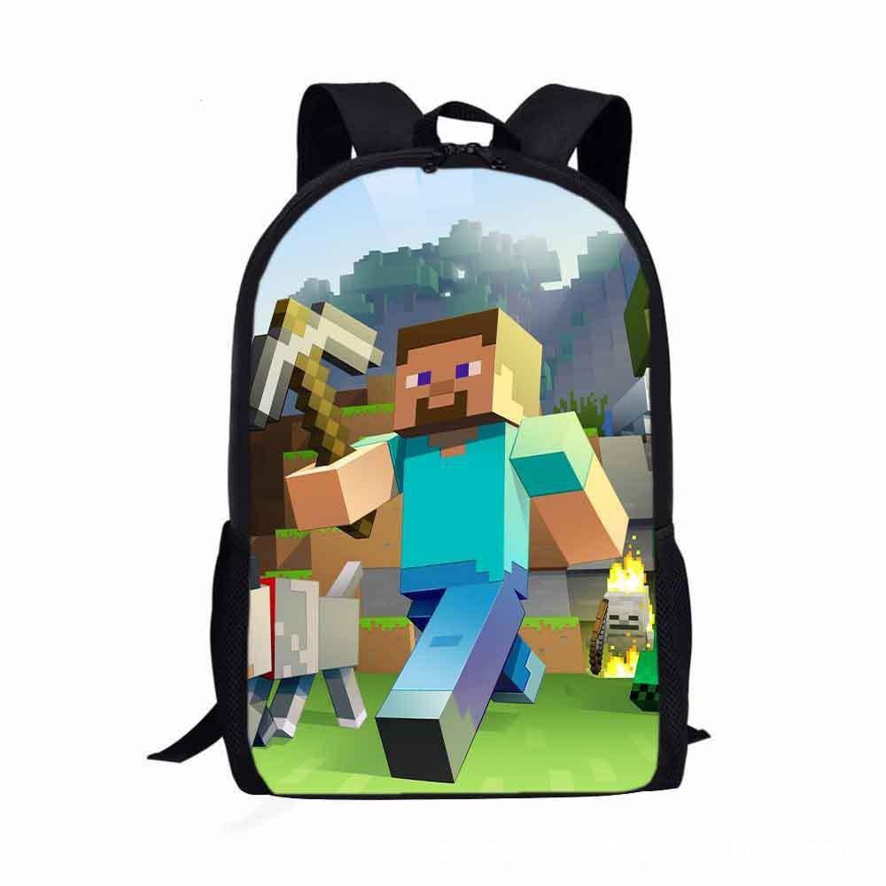 Square Man School Bag Cartoon Backpack Minecraft Backpack Game Printing Large Capacity