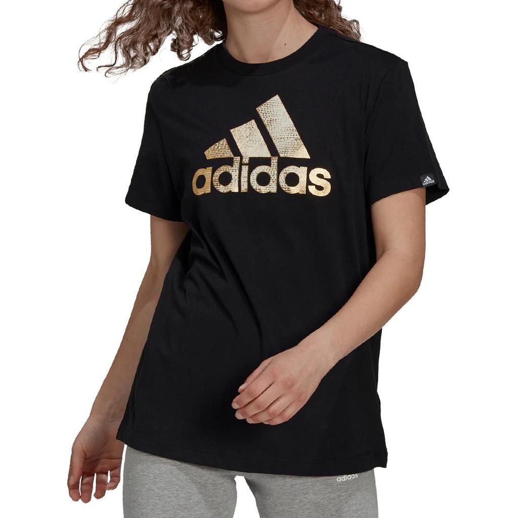 Adidas BoS Metallic Skin-Friendly Soft Comfortable Short Sleeve T-Shirt Women Tops Black FM9447