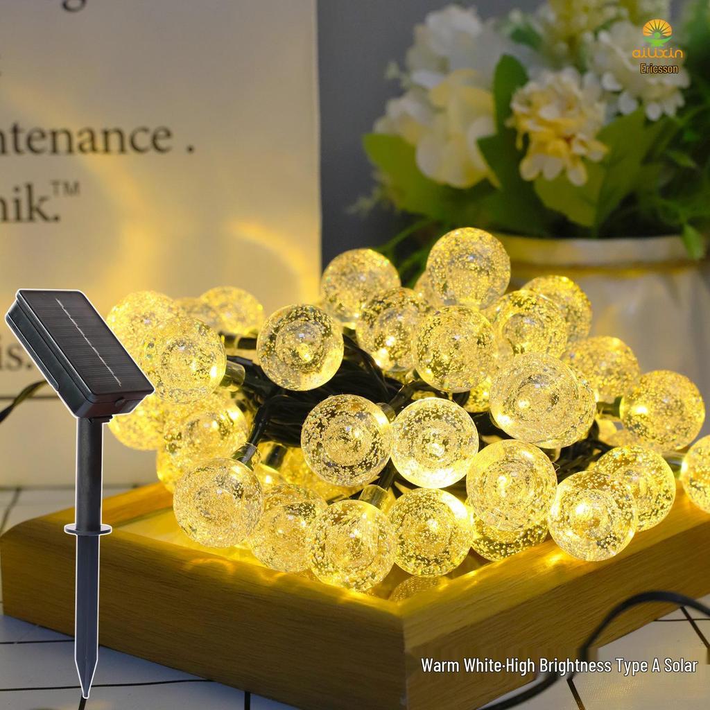 Waterproof Solar LED Bubble Ball String Lights with Remote Control for Outdoor Decoration