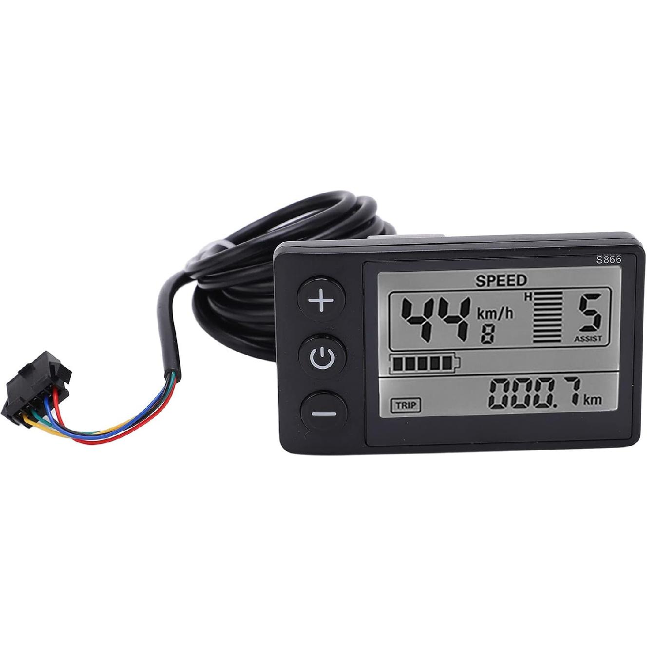 S866 Electric LCD Display Meter , 22 . 2mm/0 . 9in Handlebars Electric LCD Display , 24V 36V 48V Control Panel withPlug , Clearly Screen LCD Display