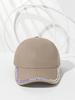 Womens Rhinestone Embellished Solid Color Baseball Cap Sun Protection Visor Hat For Outdoor Sport Travel Party