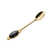 304 Stainless Steel Ceramic Bead Patch Coffee Spoon Gold Colorful Gift Spoon Small Dessert Spoon