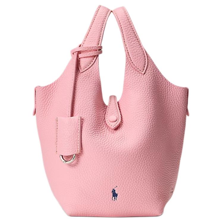 Polo Ralph Lauren Polo Play Iconic Pony Embossed Hardware Hobo Bag Leather Shoulder Tote Small Women bags Cotton-Candy-Pink 100044557