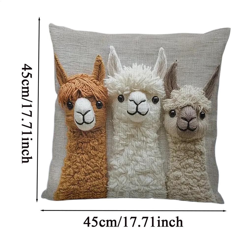 

Pillow Covers 1PC Cute Alpaca Family 2D Flat-Printed Pillow Cover for Home Sofa cushion cover home room dormitory decoration