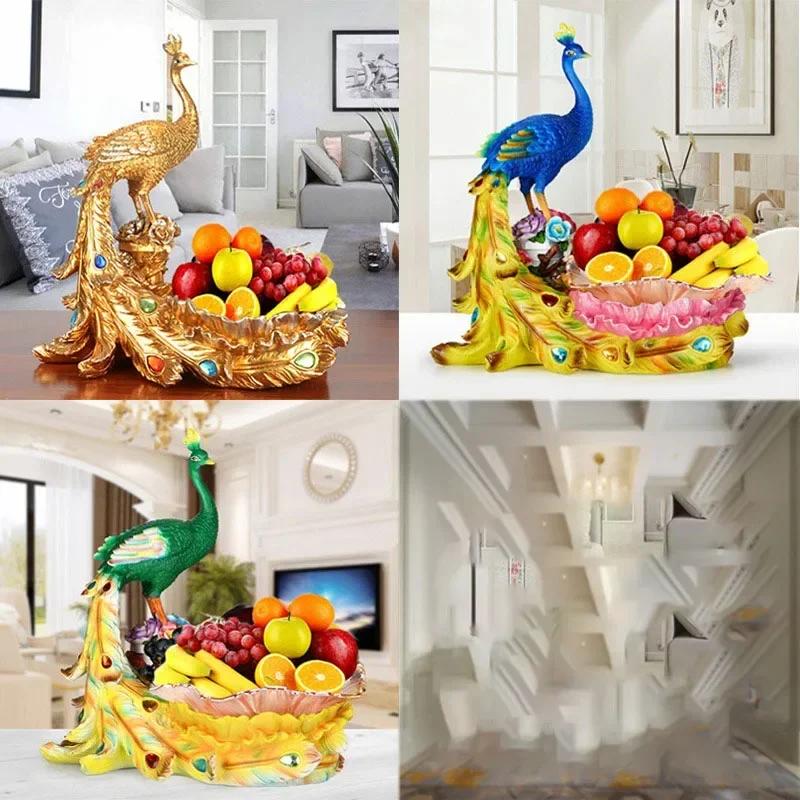

Тарелка для фруктовых конфет в европейском стиле с павлином для дома, гостиной, тарелка для сухофруктов Dim Sum, настольная креативная подставка для хранения, украшение для закусок