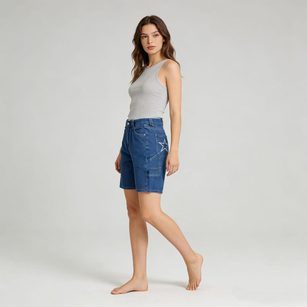 Women's Color Jeans Stretch Slim Fit Distressed Denim Shorts