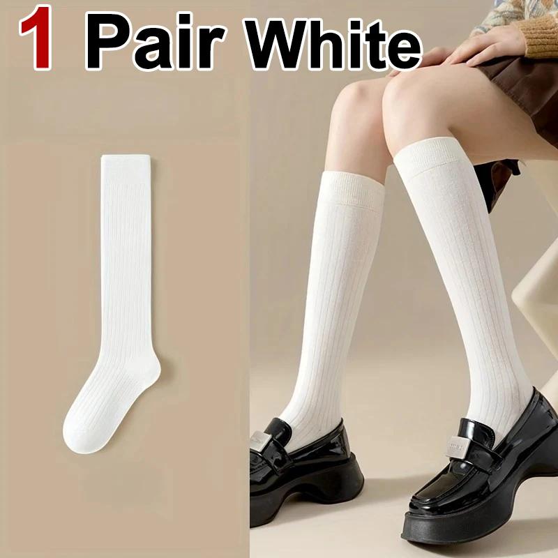 Women Knee Socks White Cotton Stockings Lolita Y2k Long Socks Slim Funny Socks For Girls
