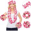 4Pcs/set Hawaiian Leis Garland Bracelets For Luau Summer Tropical Birthday Party Decoration Artificial Flower Wreath Necklace