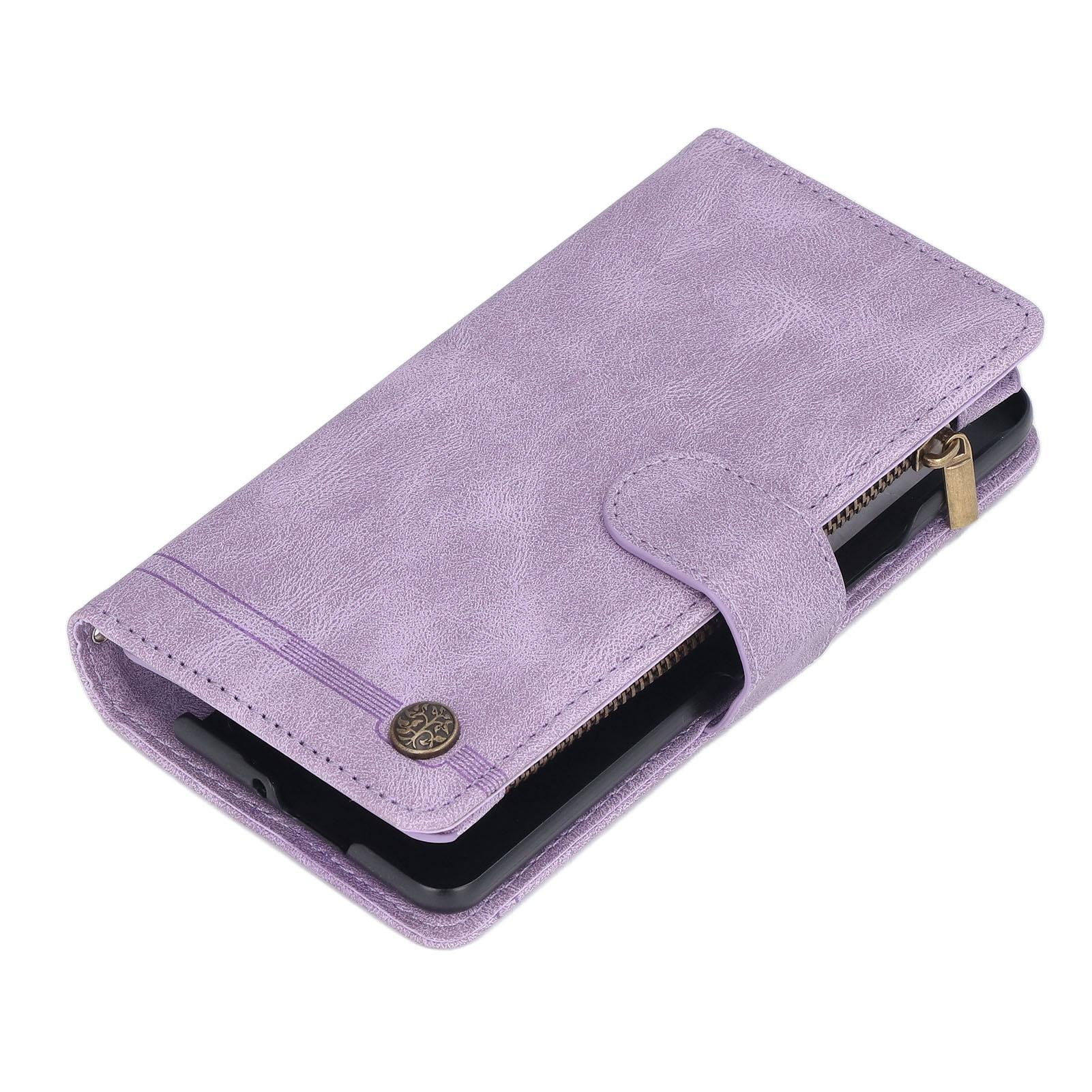 

Чехол-кошелек для телефона из полиуретана с магнитной застежкой, полная защита экрана, портативный, встроенная функция подставки фиолетовый