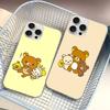 Cartoon Rilakkuma Bear For iPhone 17 16 15 14 13 12 11 Plus Pro Max Satin Colorful glossy surface Phone Case