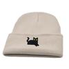 Cute Knit Beanies Embroidery Knit Cap Casual Embroidered Cat Knitted Hat  Winter
