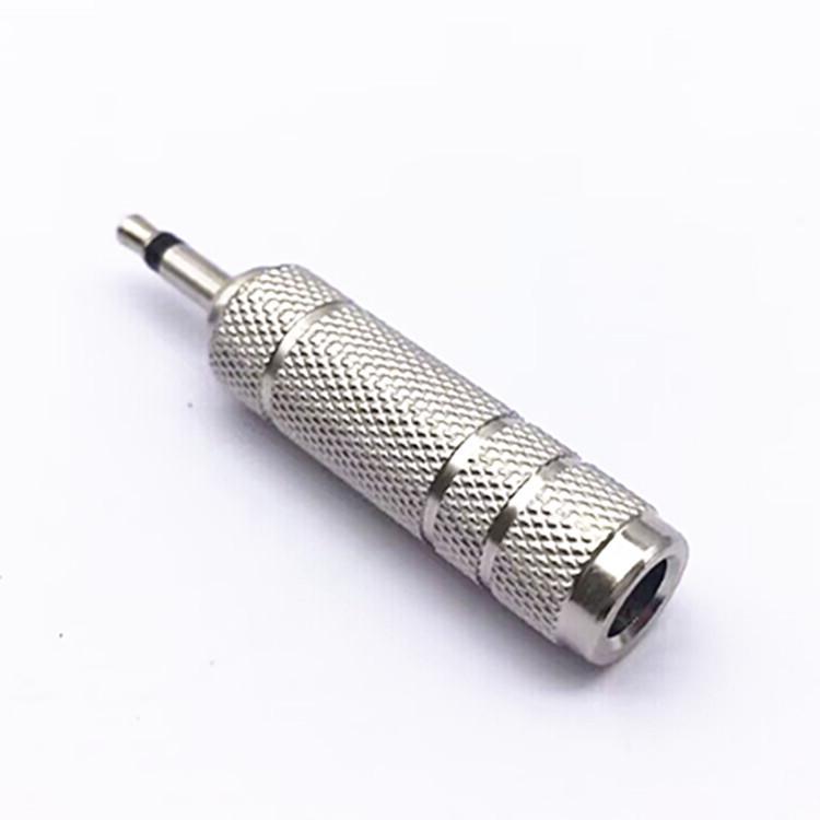 Nickel-Plated 6.5mm Female To 3.5mm Male Mono Adapter for Headset/Microphone.