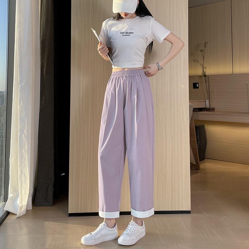 

Лето 2024 Свободные быстросохнущие брюки из ледяного шелка - Повседневный стиль с прямыми штанинами длиной девять точек XL