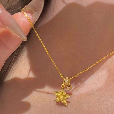 Vintage Crushed Ice Pentagram Pendant Sparkling Bubble Diamond Star Necklace Exquisite Collar Chain Wedding Gift