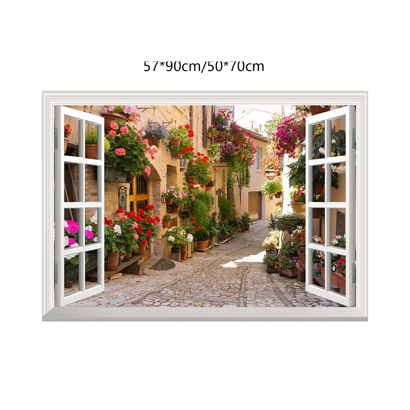 

Поддельные наклейки на стену в виде окна, съемные имитации открывающихся окон для украшения офиса, настенный декор, гостиная, домашний декор, ванная комната 50cmx70cm