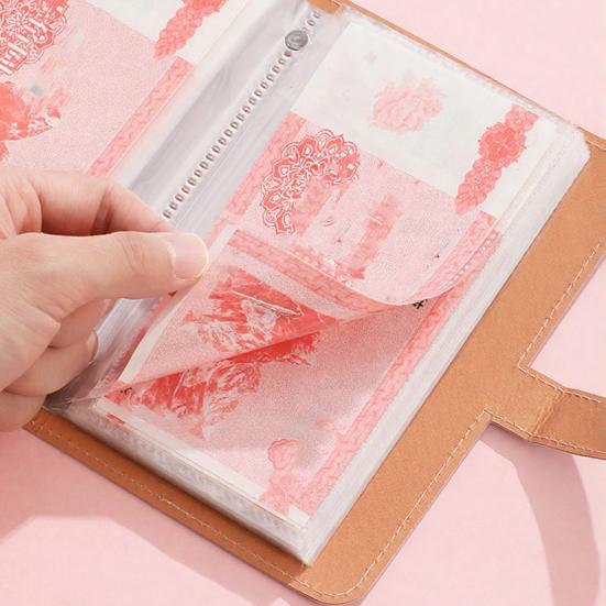 Cash Saving Binder Imitation Leather Clear PVC Pockets Tear-resistant Cash Holder for Bills Receipts Compact Money Organizer for Home Office Use