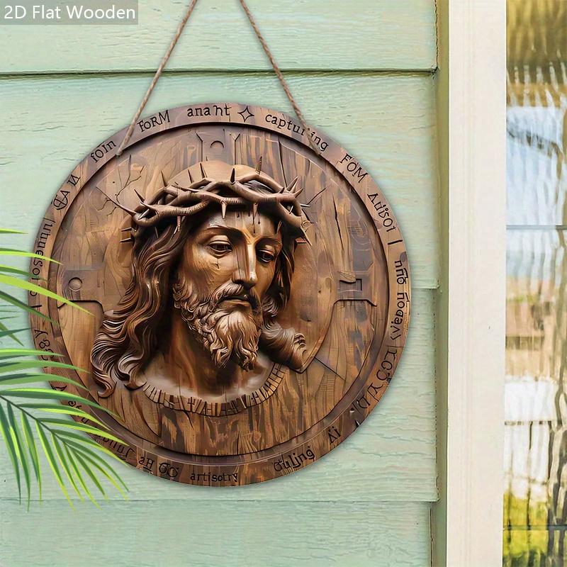 2D Flat Vintage Good Friday Wooden Sign - Jesus Navidad Round Plaque for Front Door, Wall, Church Hanging Decor - Ideal Gift for Friend