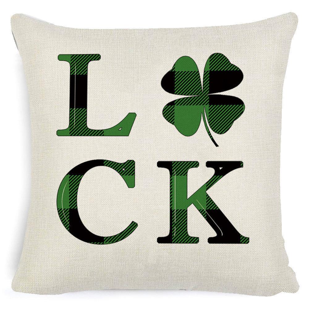 St. Patrick's Day European Holiday Four-leaf Clover Cushion Pillow Case Office Lumbar Support