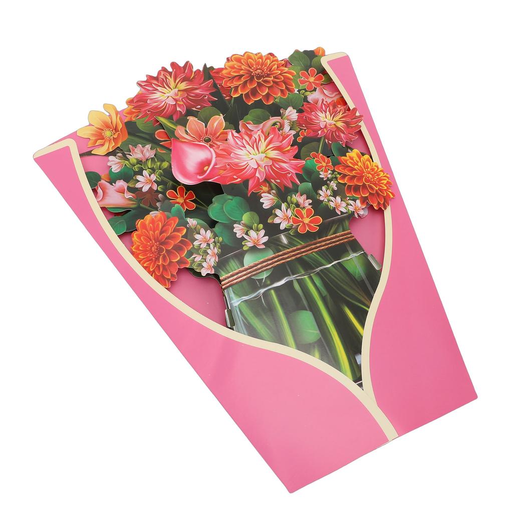 Dahlia Bouquet Pop Up Card Lifelike Exquisite Anti Fading 3D Paper Flower Bouquet Card Home Decoration