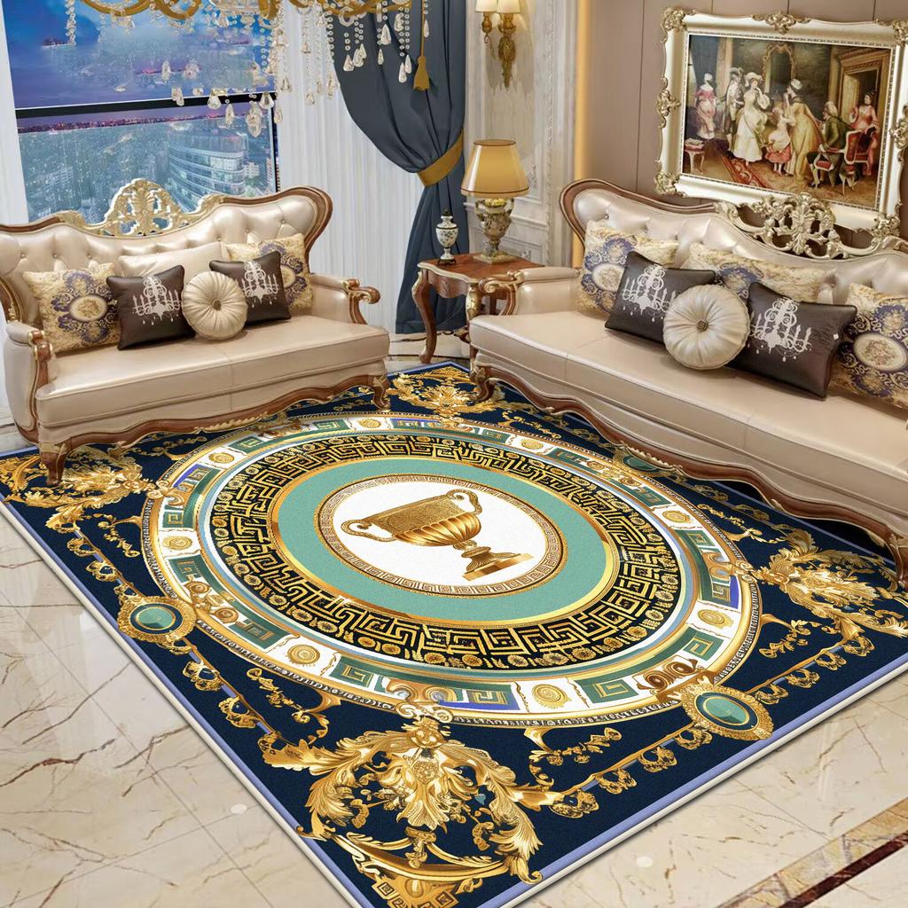 European Style Non-slip CARPET FOR LIVE ROOM Light Luxury Gold Large Rug Washable room decor European Tatami Mat Floor Mats