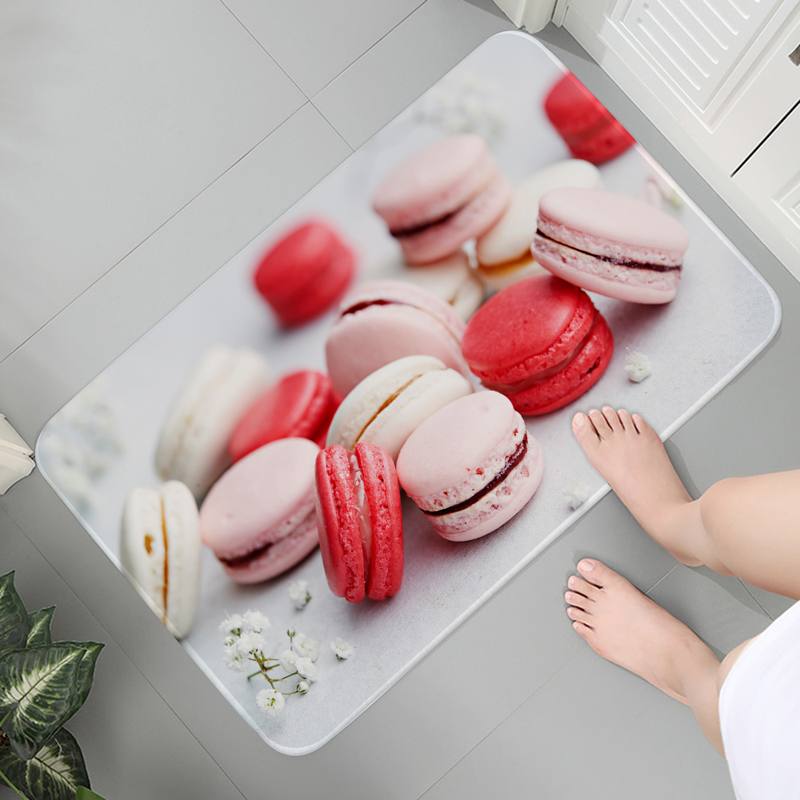 

Килимок для ванної кімнати Нековзкий килимок для вітальні Кухня Килимок для дверей Килимок Милі макарони з мультфільмом Пончики з принтом 40x60cm