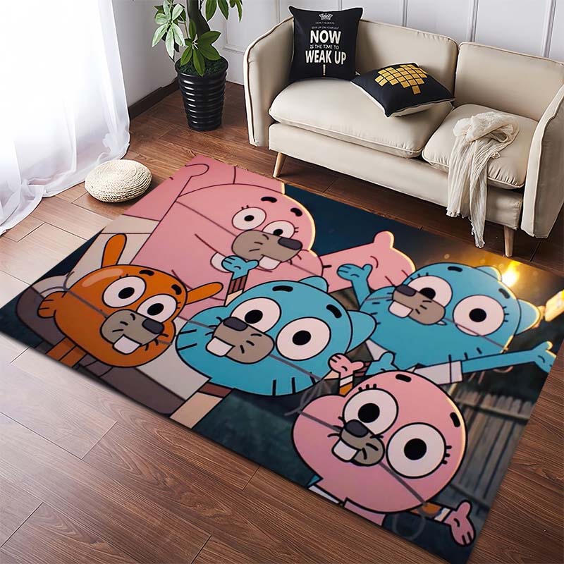 Die erstaunliche Welt von Gumball Zeichentrick Gumball & Darwin Druck Rutschfester Weicher Teppich Kinderzimmer Wohnzimmer Dekoration Bodentürvorleger