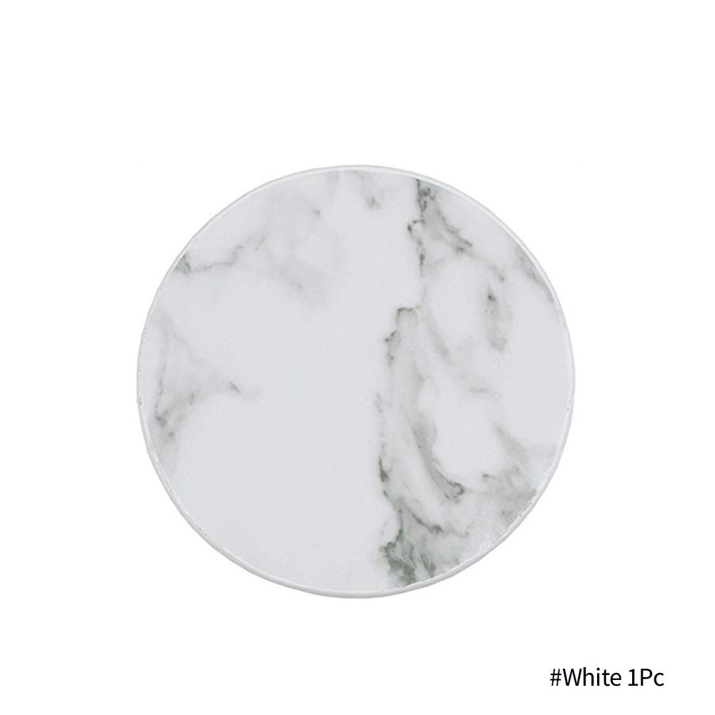 1PC/6PCS Artificial Leather Marble Coaster Drink Coffee Cup Mat Table Placemats Round Heat-resistant Tea Pad Table Pad Holder