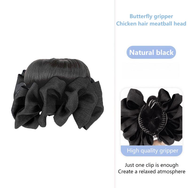 Synthetic Hair Bun Claw Clip With Hair Band Natural Wig Hair Clip Fluffy Brown Black Bun Head Wig Hair Accessories